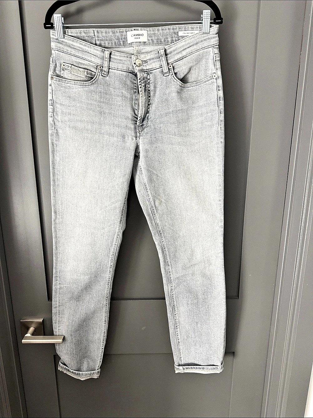 Cambio Straight Leg Jeans in Gray